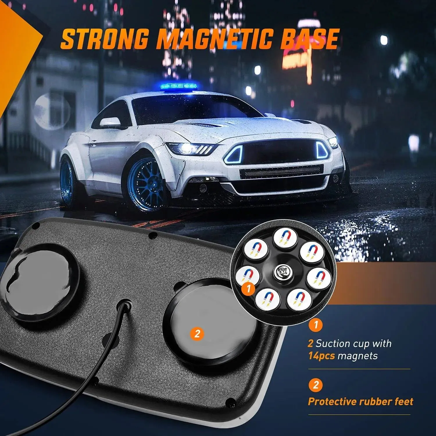12 Inch 48 Leds Roof Top Blue Emergency Strobe Light