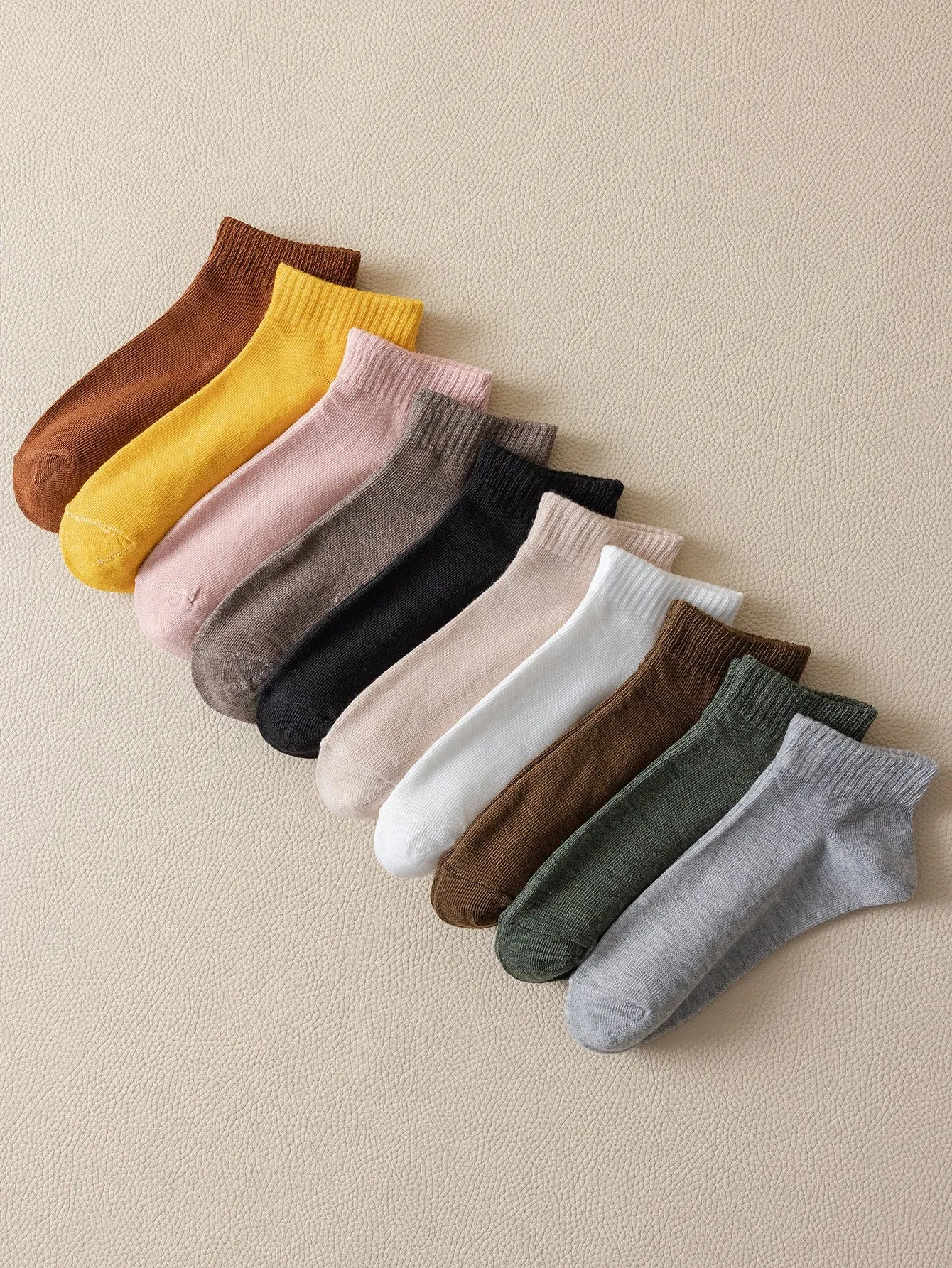 14 Pair Solid Ankle Socks