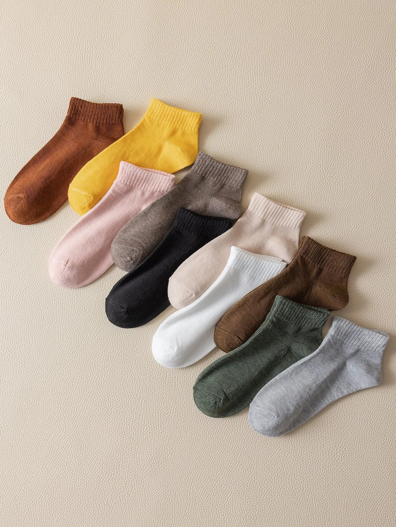 14 Pair Solid Ankle Socks
