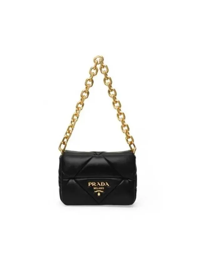 1BD292 2DMO F0002 System Nappa Padded Patchwork Triangle Logo Chain Shoulder Bag
