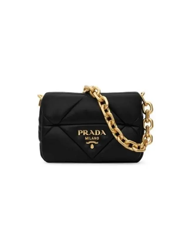 1BD292 2DMO F0002 System Nappa Padded Patchwork Triangle Logo Chain Shoulder Bag