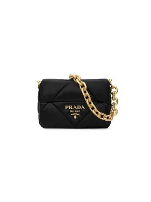 1BD292 2DMO F0002 System Nappa Padded Patchwork Triangle Logo Chain Shoulder Bag