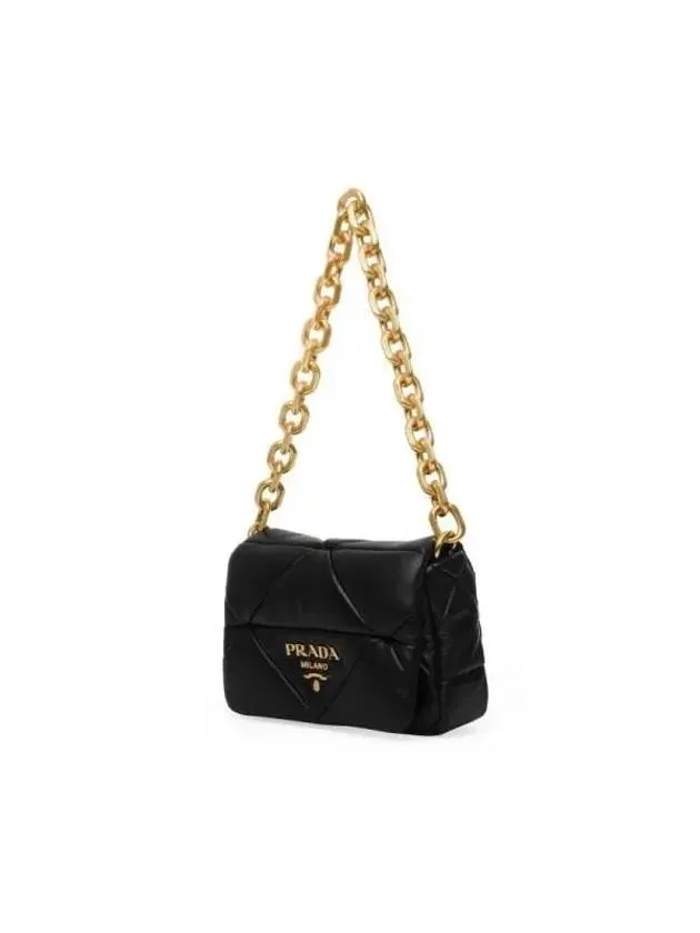 1BD292 2DMO F0002 System Nappa Padded Patchwork Triangle Logo Chain Shoulder Bag