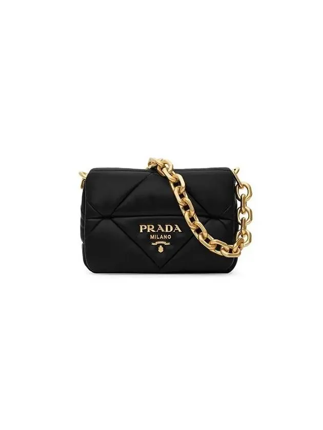 1BD292 2DMO F0002 System Nappa Padded Patchwork Triangle Logo Chain Shoulder Bag