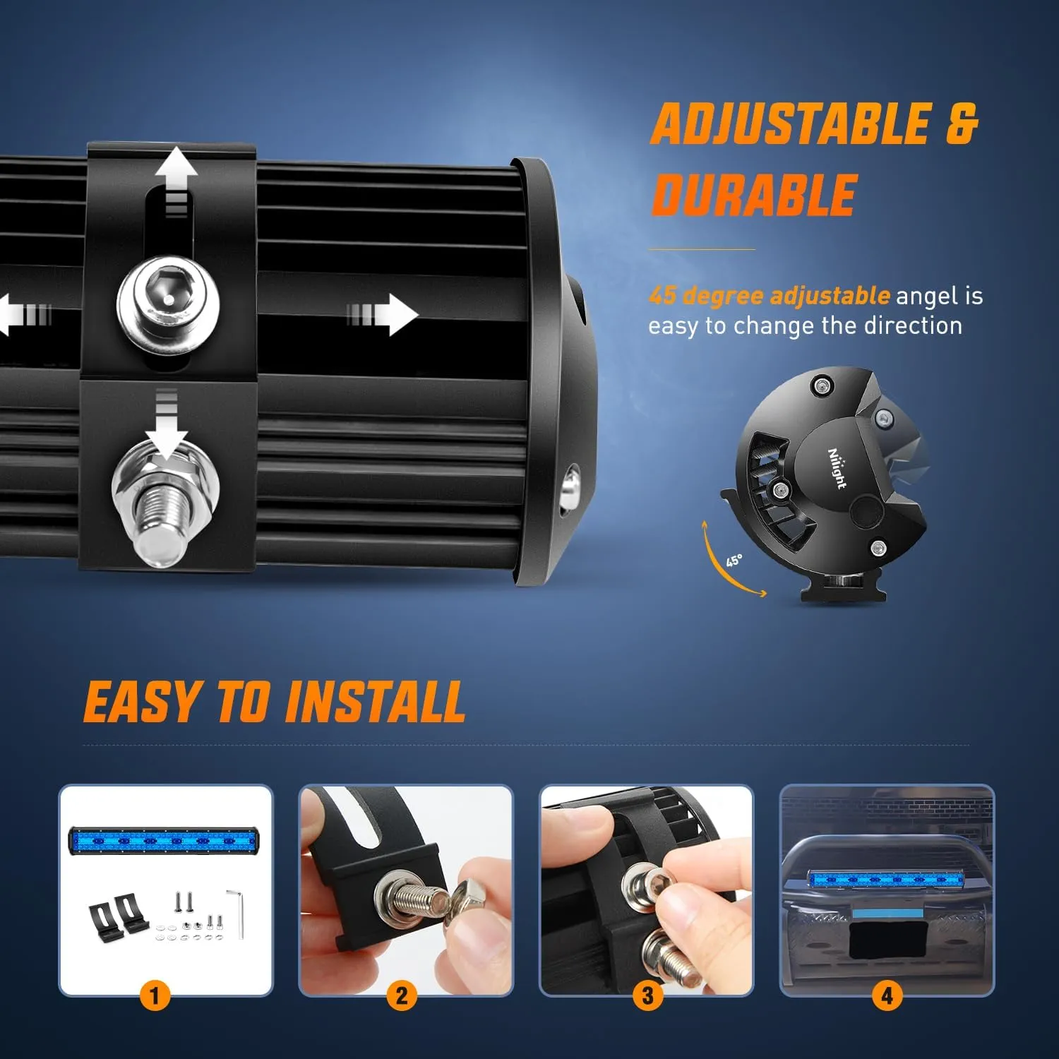 20 Inch 420W 42000LM Triple Row Blue Spot Flood LED Light Bar