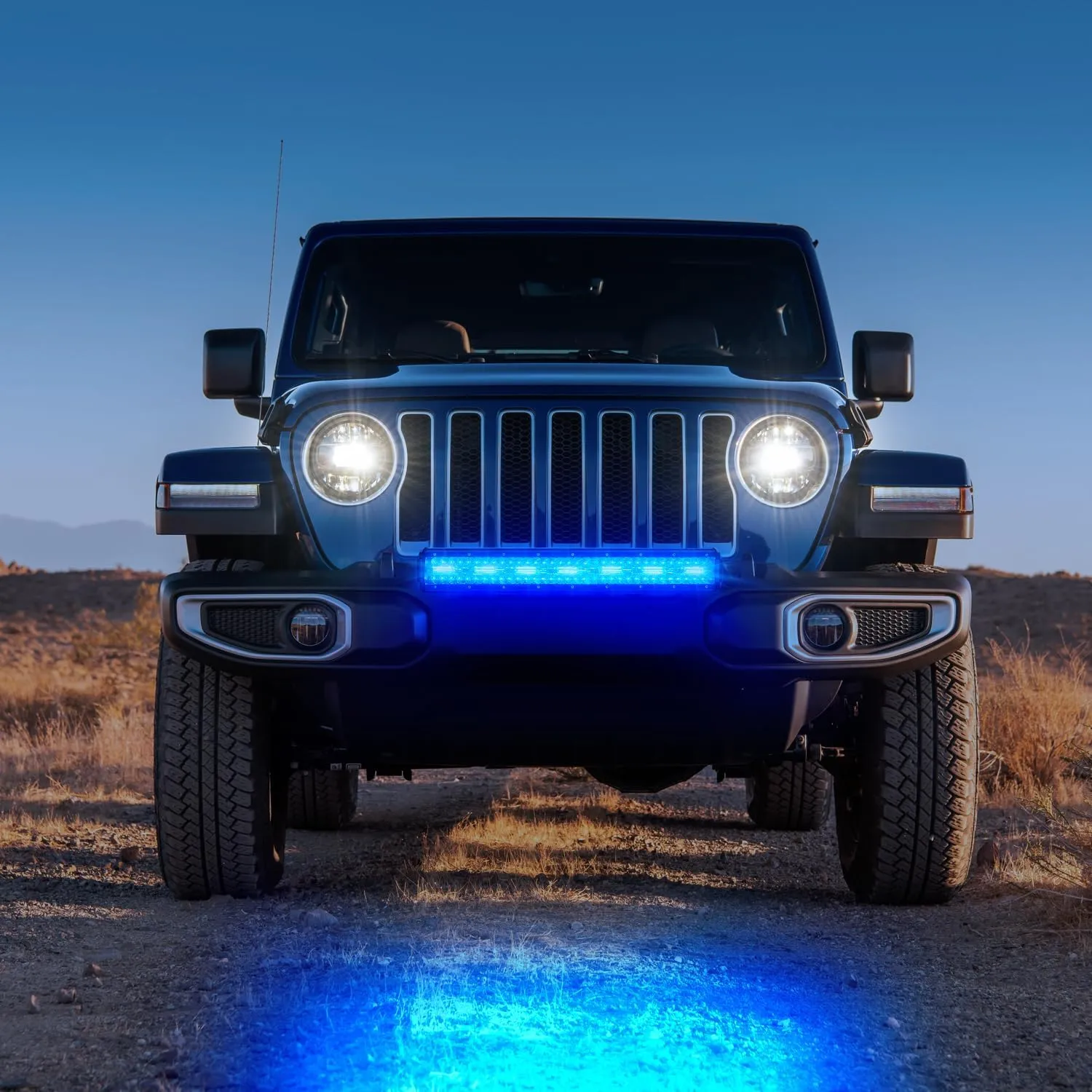 20 Inch 420W 42000LM Triple Row Blue Spot Flood LED Light Bar
