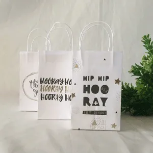 3 Pack Foil Printed White Mini Kraft Bags - 7.5cm x 12.5cm