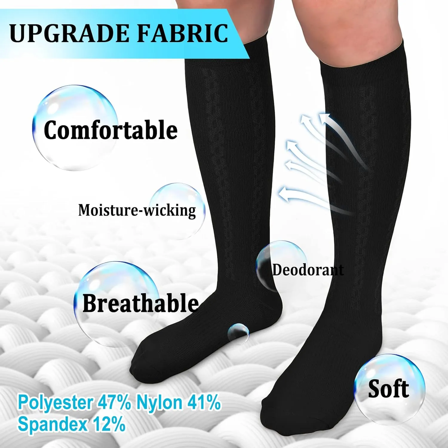 30-40mmHg Medical Graduated Compression Socks for Women&Men Circulation-Knee High Socks for Support,Hiking,Running