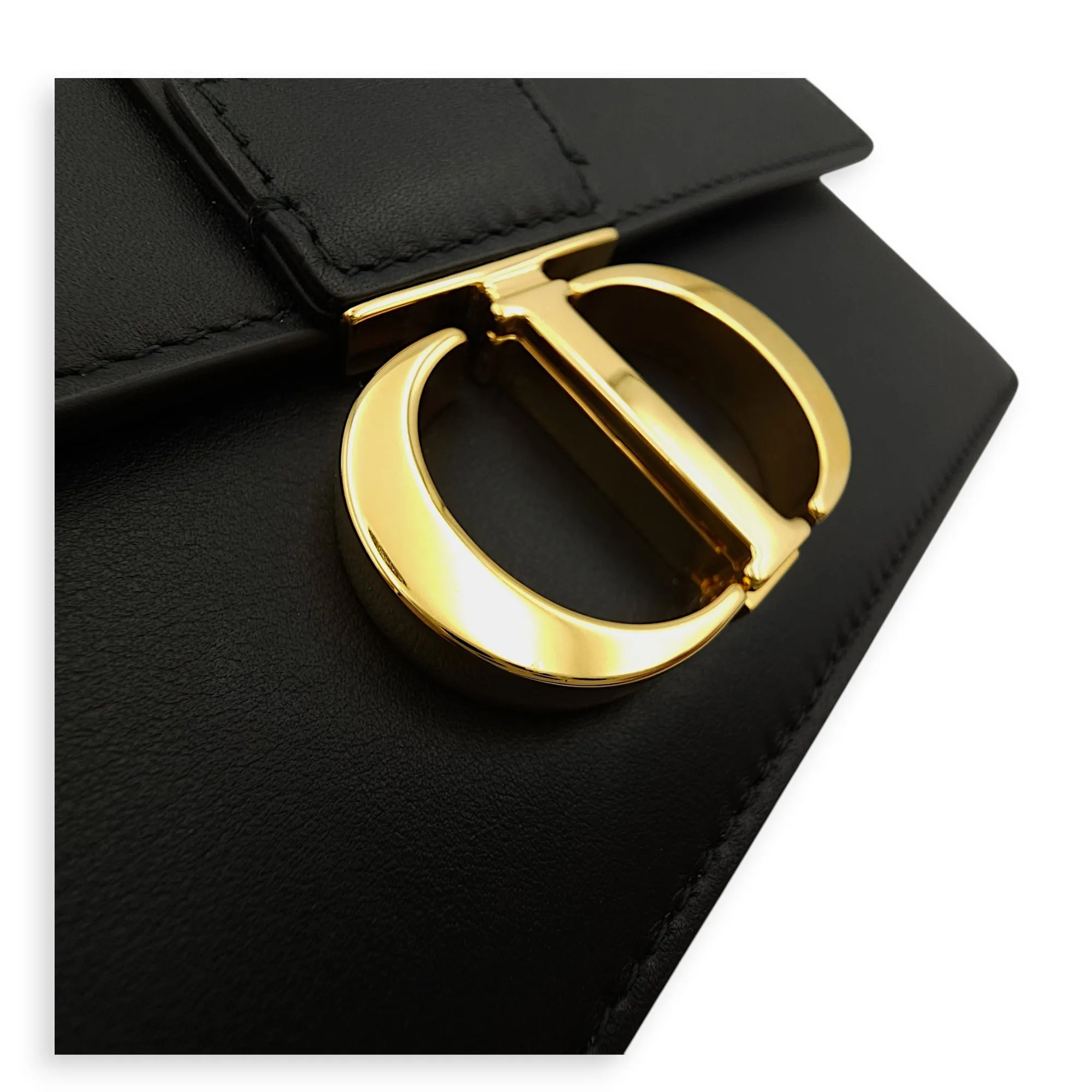 30 Montaigne East West 21x12x6cm Black Crossbody Bag in Calfskin, Gold hardware