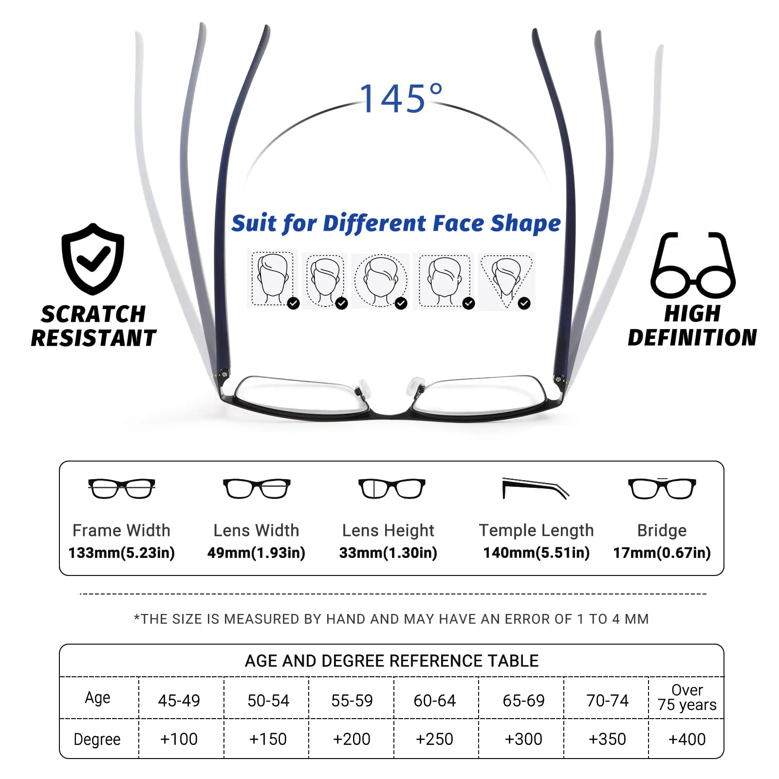 4 Pack Reading Glasses Computer Glasses Men Blue Light Blocking Metal Full Frame Readers for Men Include Sun Readers Anti UV 2.0 Black 2.0 x