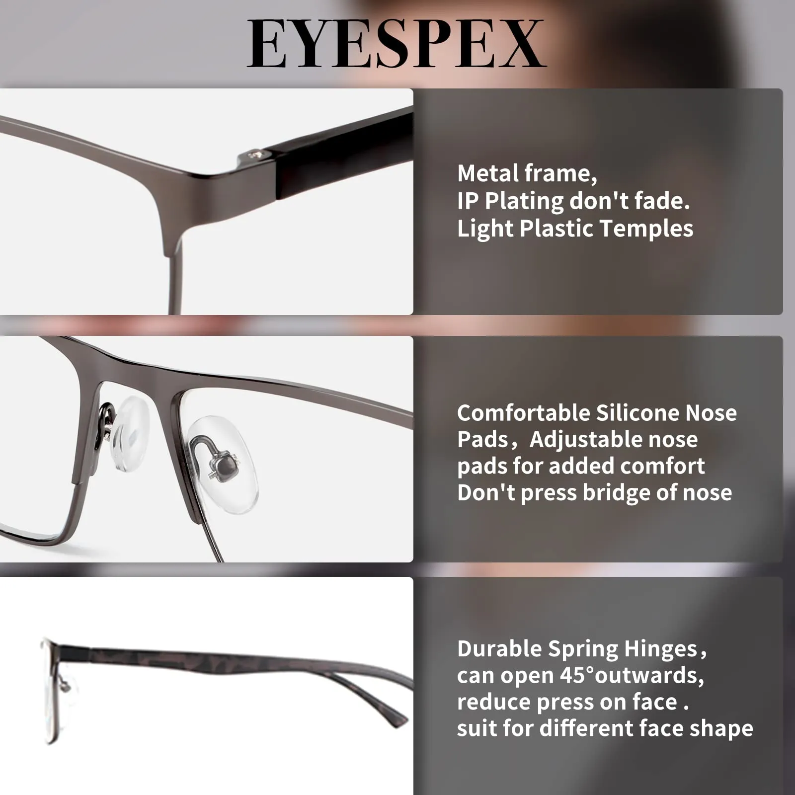 4 Pack Reading Glasses Computer Glasses Men Blue Light Blocking Metal Full Frame Readers for Men Include Sun Readers Anti UV 2.0 Black 2.0 x