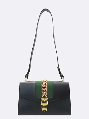 421882 Leather Sylvie Ribbon Tote Strap Shoulder Bag