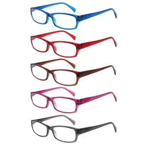 5 Pack Computer Reading Glasses Men and Women Anti Eyestrain Blue Light Blocking Glasses for Reading Mixed Colours 1.5 x