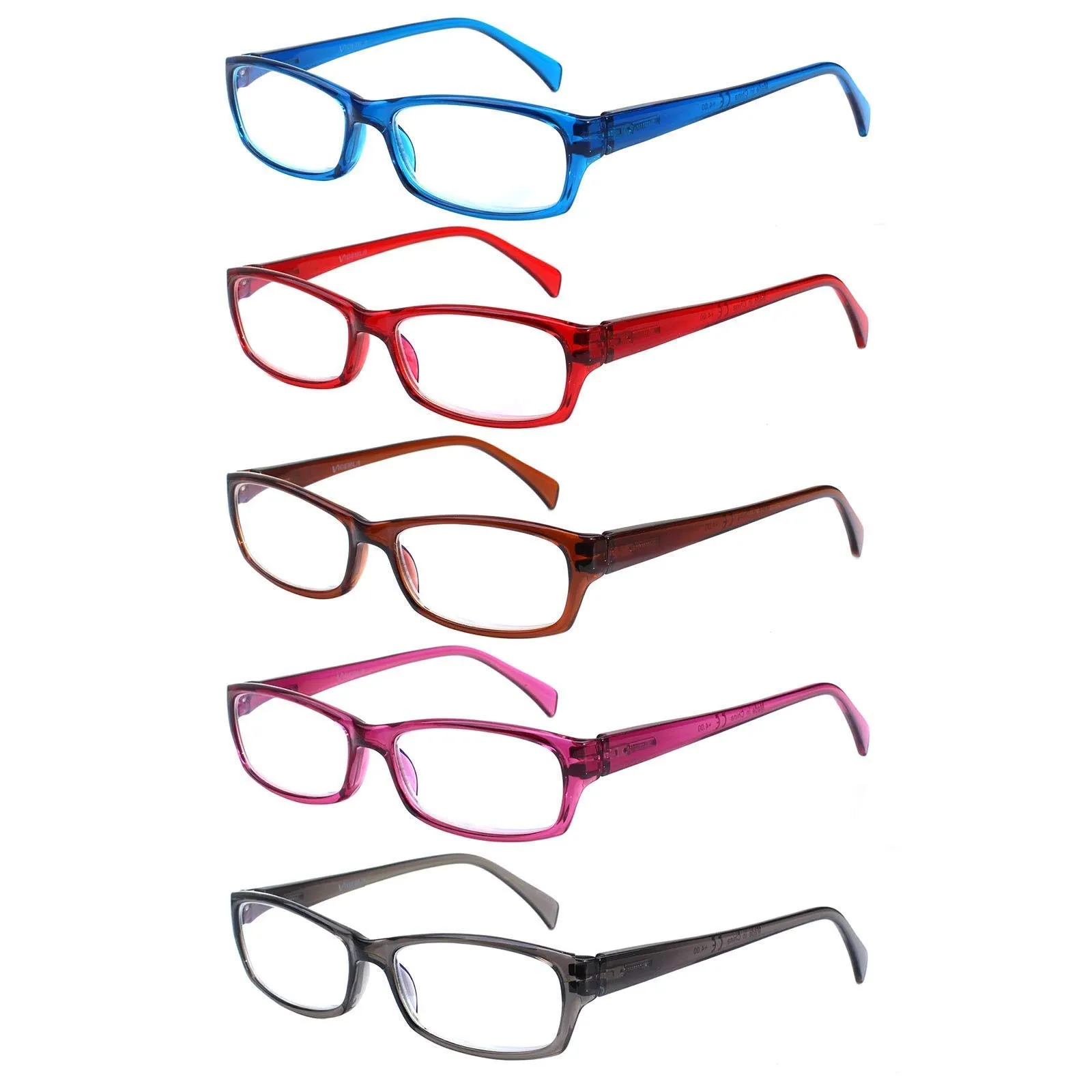 5 Pack Computer Reading Glasses Men and Women Anti Eyestrain Blue Light Blocking Glasses for Reading Mixed Colours 1.5 x