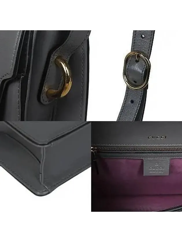589474 GG logo torchon gray leather small shoulder bag
