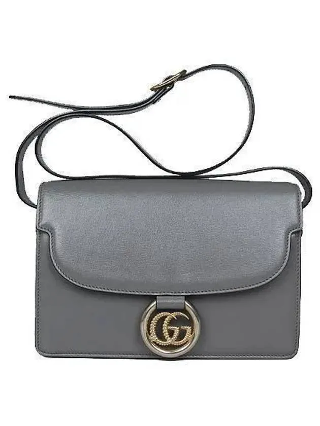 589474 GG logo torchon gray leather small shoulder bag