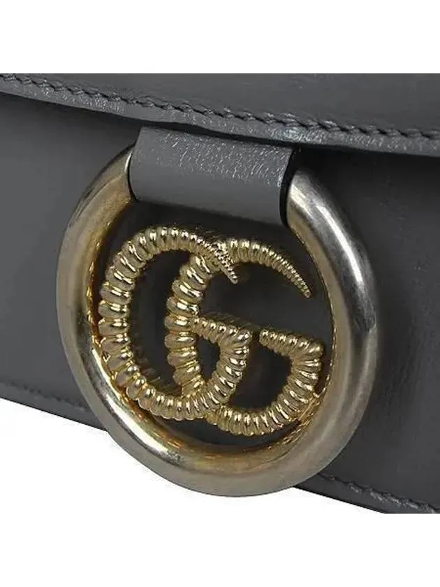 589474 GG logo torchon gray leather small shoulder bag