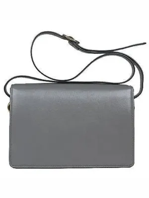 589474 GG logo torchon gray leather small shoulder bag