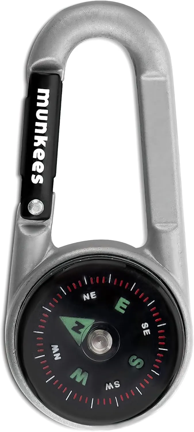 Ace Camp Carabiner Compass and Thermometer, Small Pocket-Sized Waterproof Gear, Mini Clip for Camping, Survival Tool, Emergency Kit, Hiking, Backpacking