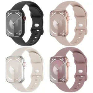 Arctime 4 Pack Silicone Bands Compatible with Apple Watch Band 38mm 40mm 41mm 42mm 44mm 45mm 49mm, Soft Sport Breathable Strap Replacement Wristbands for iWatch Ultra Series 9 8 SE 7 6 5 4 3 2 1