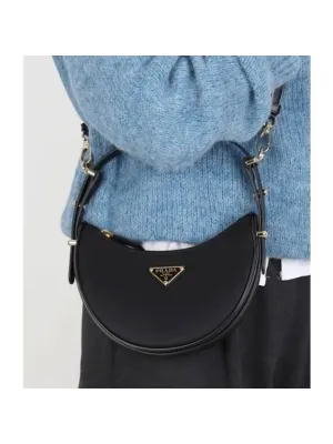 Arque Re-nylon Brushred Leather Small Shoulder Bag Black