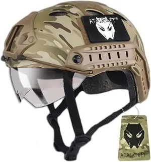 ATAIRSOFT PJ Type Tactical Multifunctional Fast Helmet with Visor Goggles Version