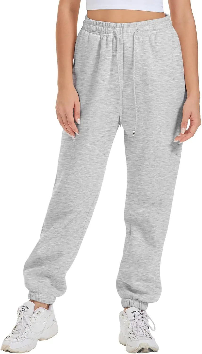 ATHMILE Sweatpants Women Fleece Pockets Winter Fall Fashion Baggy Lounge Pants Joggers