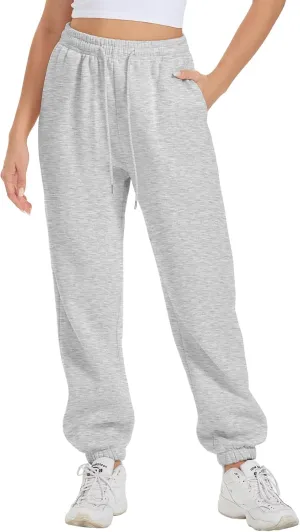 ATHMILE Sweatpants Women Fleece Pockets Winter Fall Fashion Baggy Lounge Pants Joggers