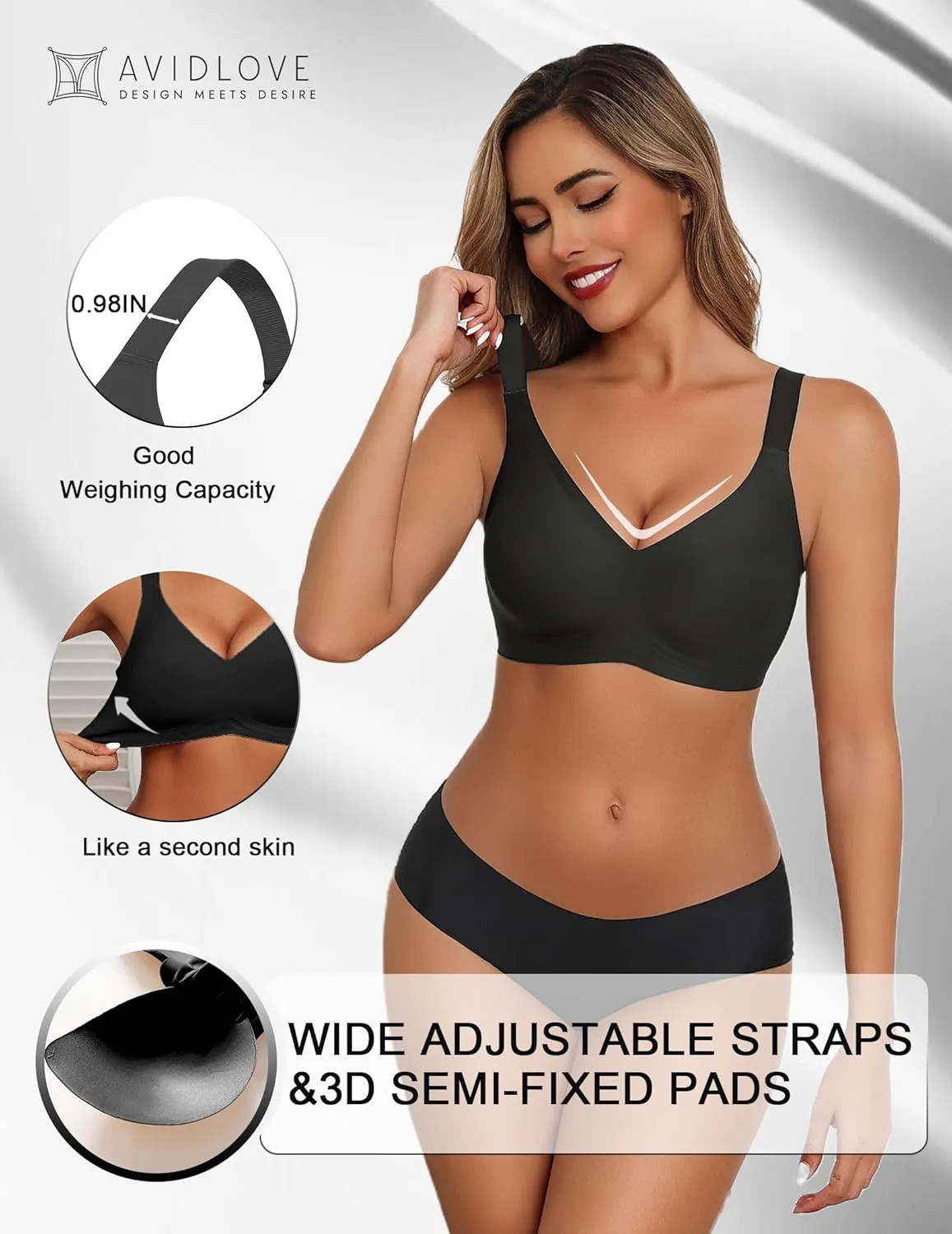 Avidlove Bras for Women Seamless Bra Full Coverage T Shirt Bralettes Push Up Bra Wireless Bra