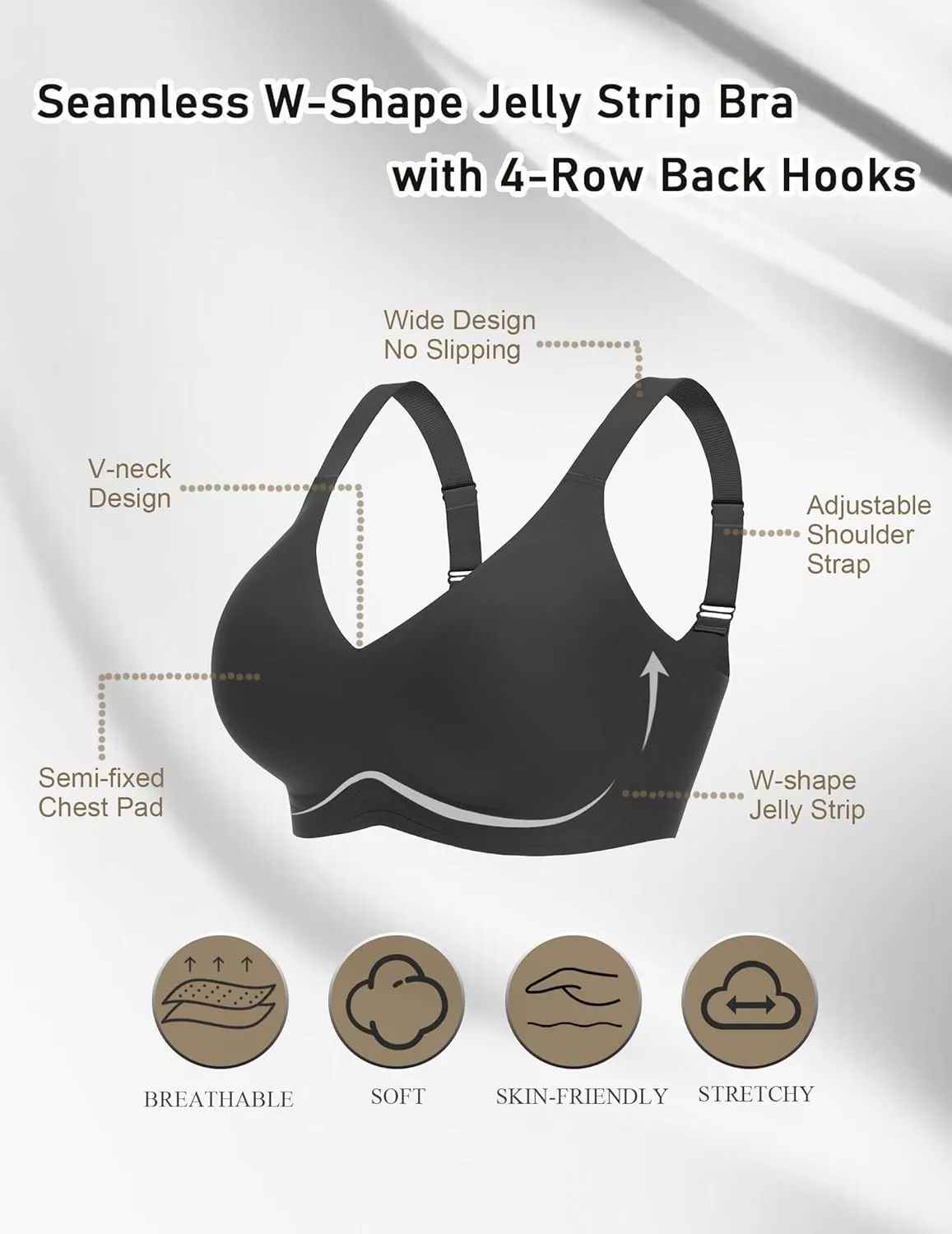 Avidlove Bras for Women Seamless Bra Full Coverage T Shirt Bralettes Push Up Bra Wireless Bra