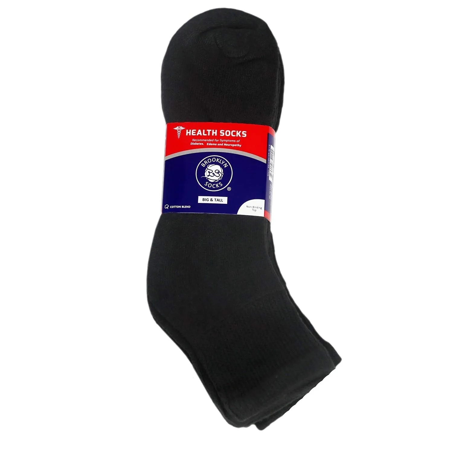 Big and Tall Diabetic Neuropathy Ankle Socks, King Size Mens Athletic Quarter Socks (Size: 13-16) Black 6