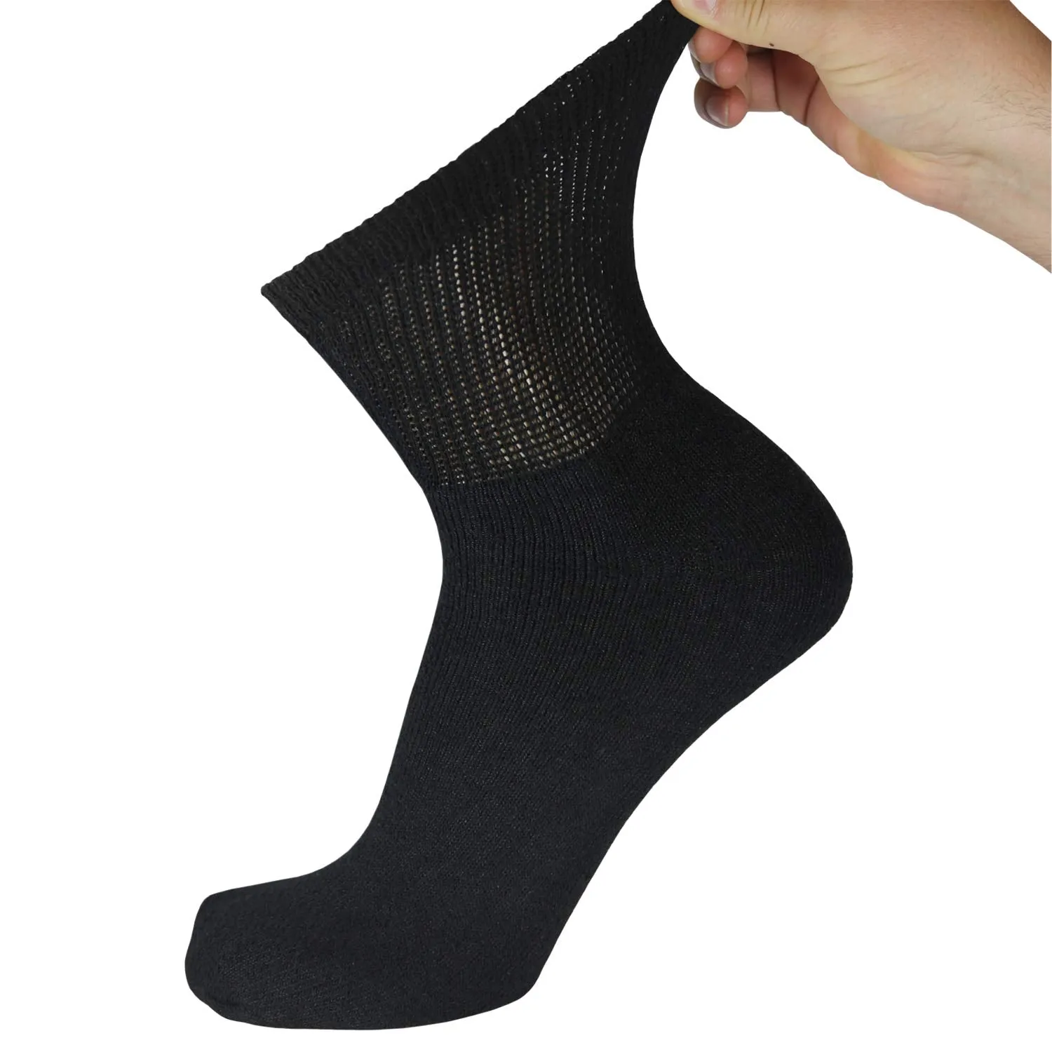 Big and Tall Diabetic Neuropathy Ankle Socks, King Size Mens Athletic Quarter Socks (Size: 13-16) Black 6