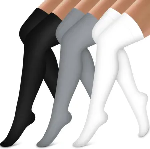 Bluemaple Thigh High Compression Socks for Women and Men Circulation(3 Pairs) Over the Knee-Best Support for Running,Travel
