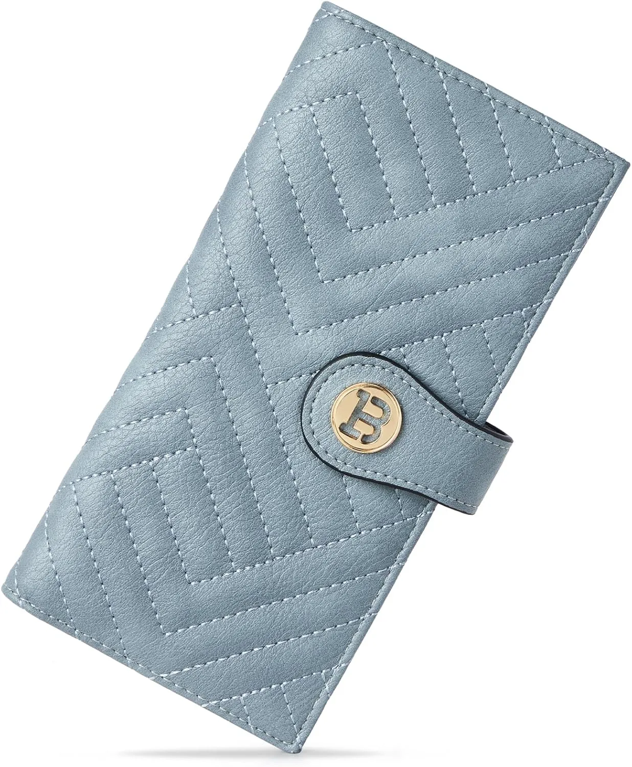 BOSTANTEN Slim Wallet Women Leather RFID Blocking Credit Card Holder Bifold Thin Wallet with Zipper Pocket Light Blue