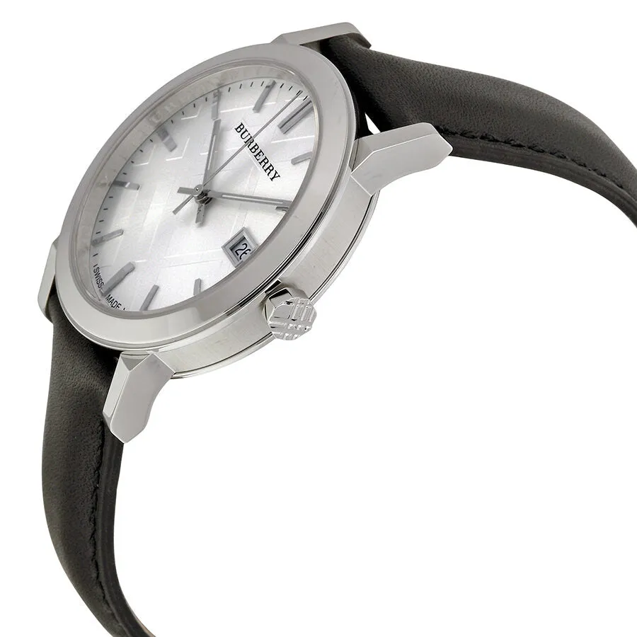 Burberry The City Silver Dial Black Leather Men's Watch BU9008