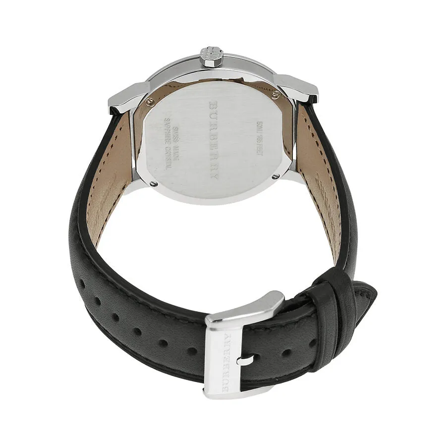 Burberry The City Silver Dial Black Leather Men's Watch BU9008