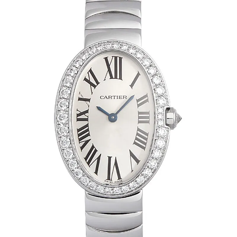 Cartier Baignoire Mini Silver Dial 18kt White Gold Ladies Watch WB520025