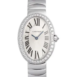Cartier Baignoire Mini Silver Dial 18kt White Gold Ladies Watch WB520025