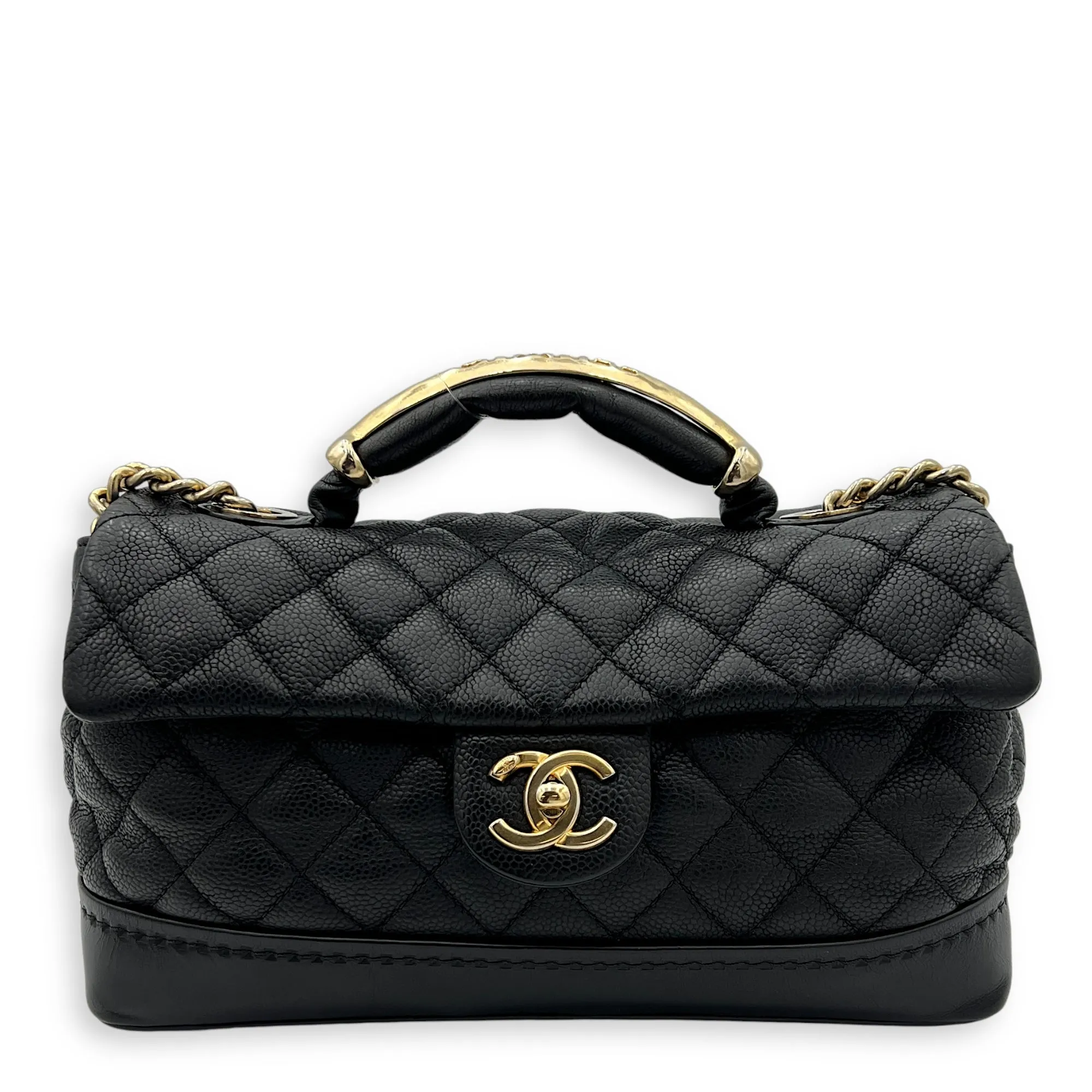 CC Medium Black Crossbody Bag in Caviar Leather, Gold hardware