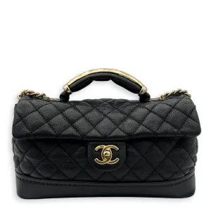CC Medium Black Crossbody Bag in Caviar Leather, Gold hardware