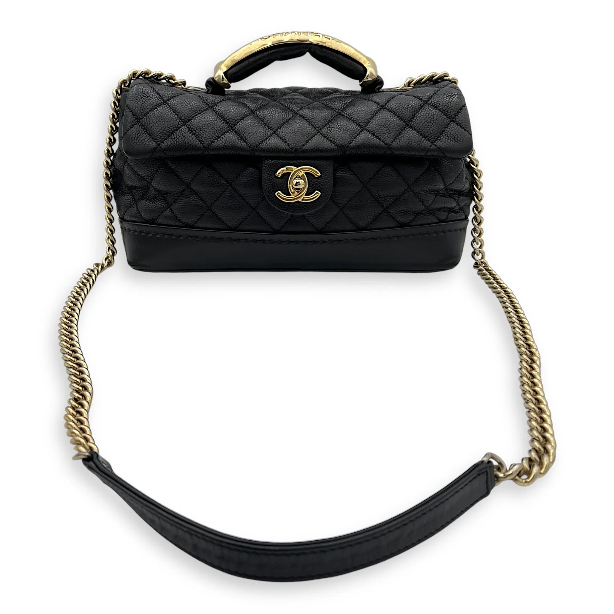 CC Medium Black Crossbody Bag in Caviar Leather, Gold hardware