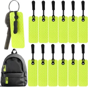 Cindeer 12 Pcs Reflective Tags Reflective Zipper Keychain Reflector Tags Visible for Kids Adults Backpack Dog Collar Bags