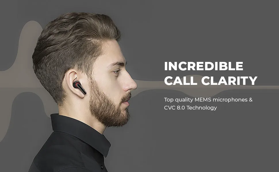 [CLEARANCE] Tribit FlyBuds C1 Bluetooth 5.2 True Wireless Earbuds with 50h Playtime and up to 90% Noise Cancellation feature with 4 built-in Mics