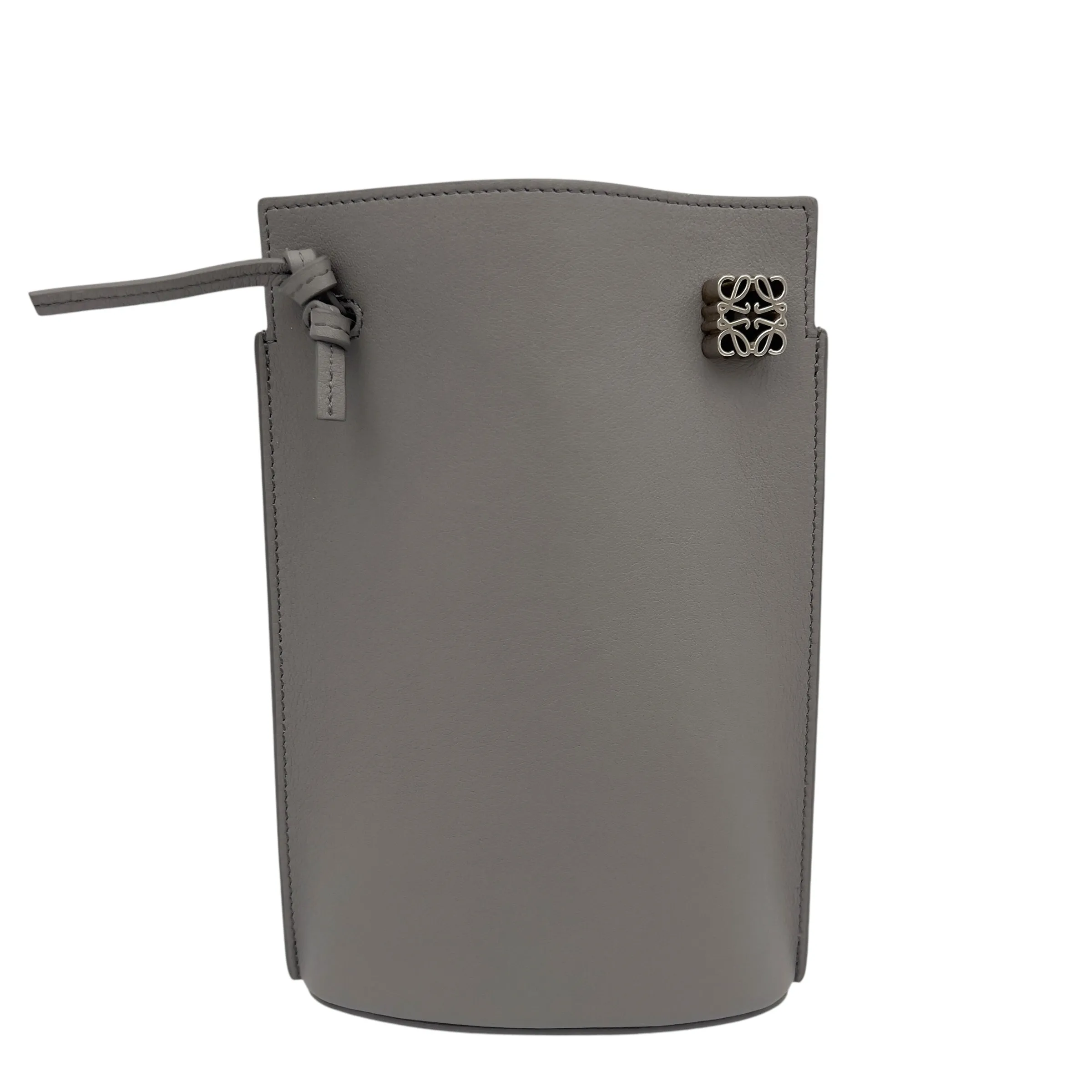 Dice Pocket Grey Crossbody Bag in Calfskin, Silver hardware