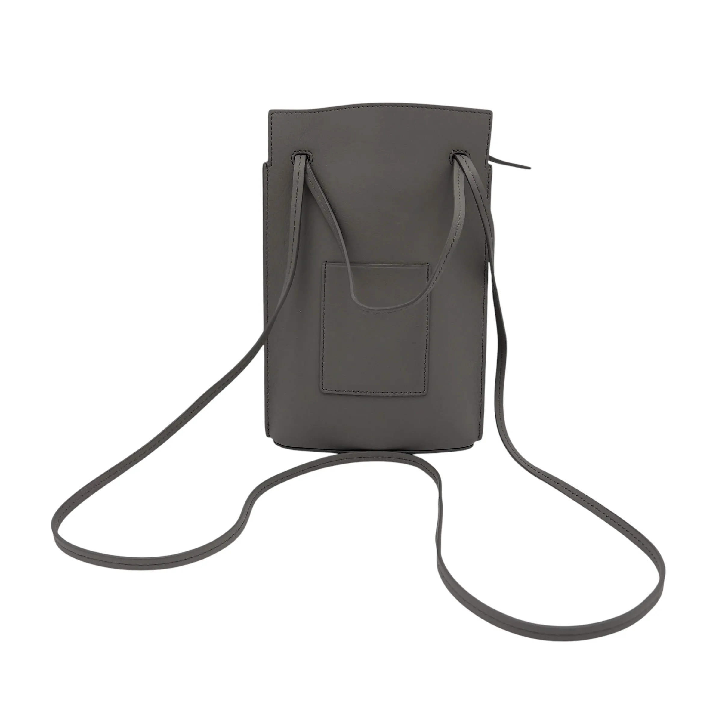 Dice Pocket Grey Crossbody Bag in Calfskin, Silver hardware