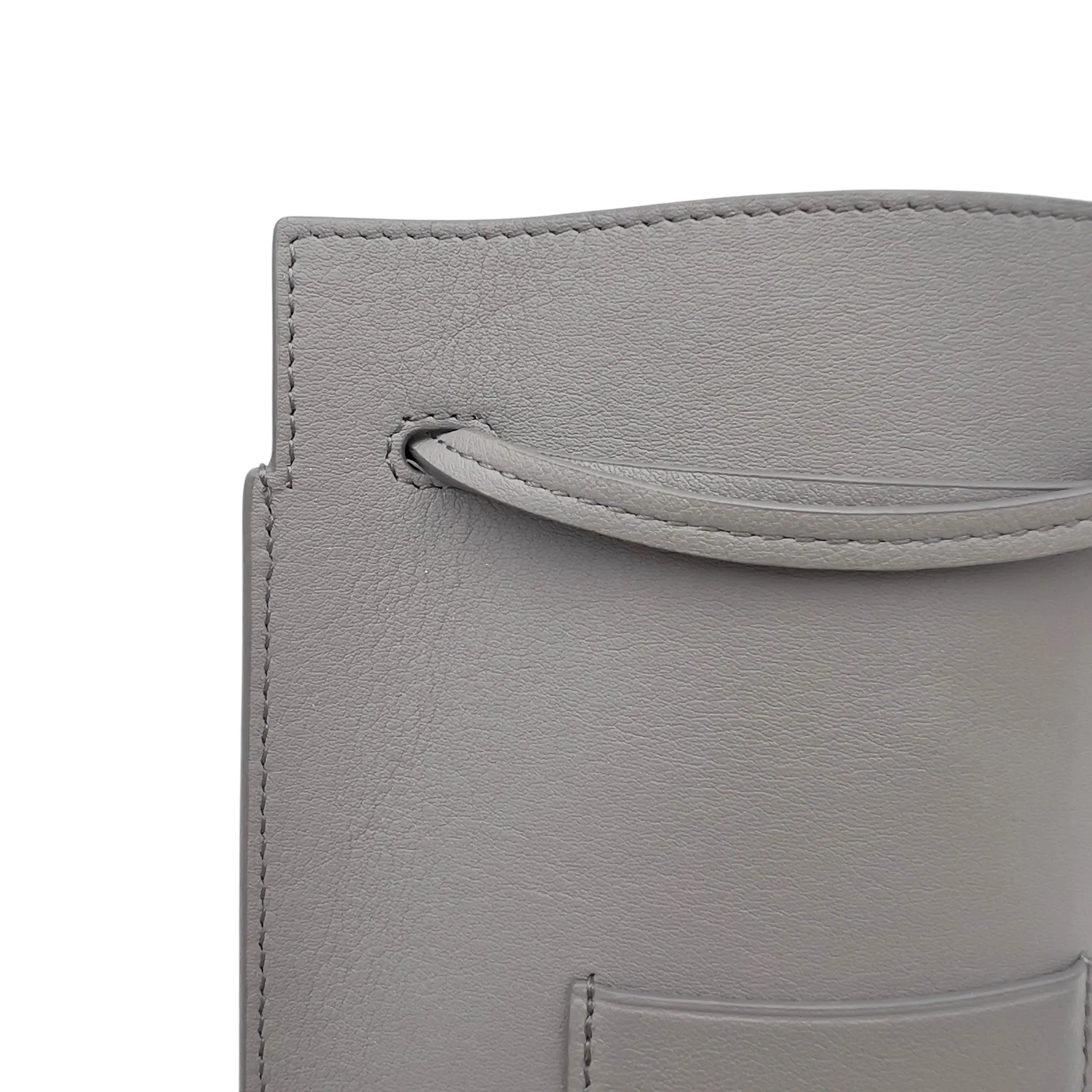 Dice Pocket Grey Crossbody Bag in Calfskin, Silver hardware