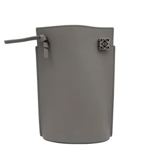 Dice Pocket Grey Crossbody Bag in Calfskin, Silver hardware