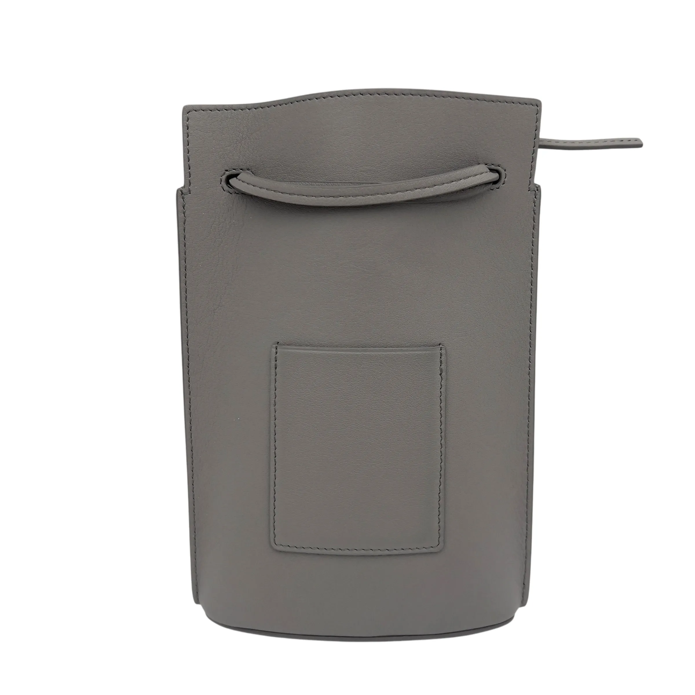 Dice Pocket Grey Crossbody Bag in Calfskin, Silver hardware