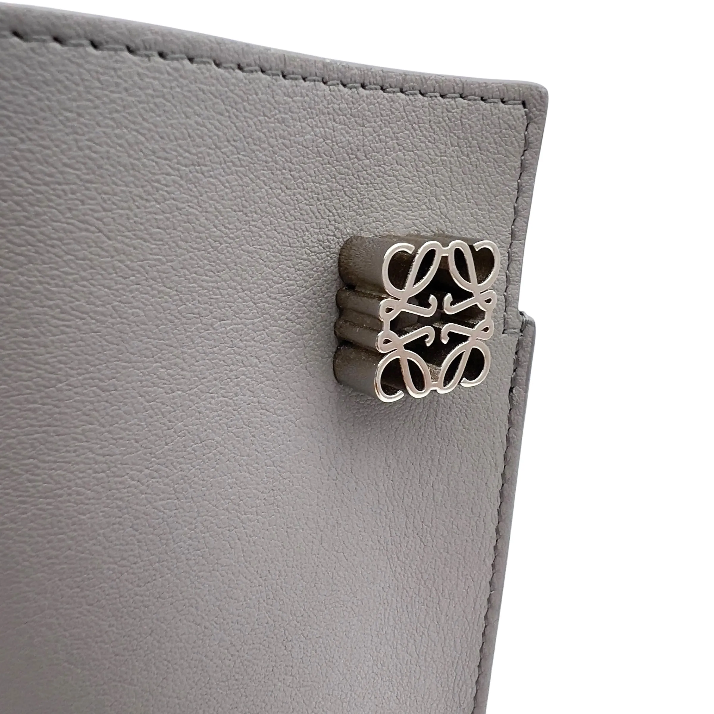 Dice Pocket Grey Crossbody Bag in Calfskin, Silver hardware