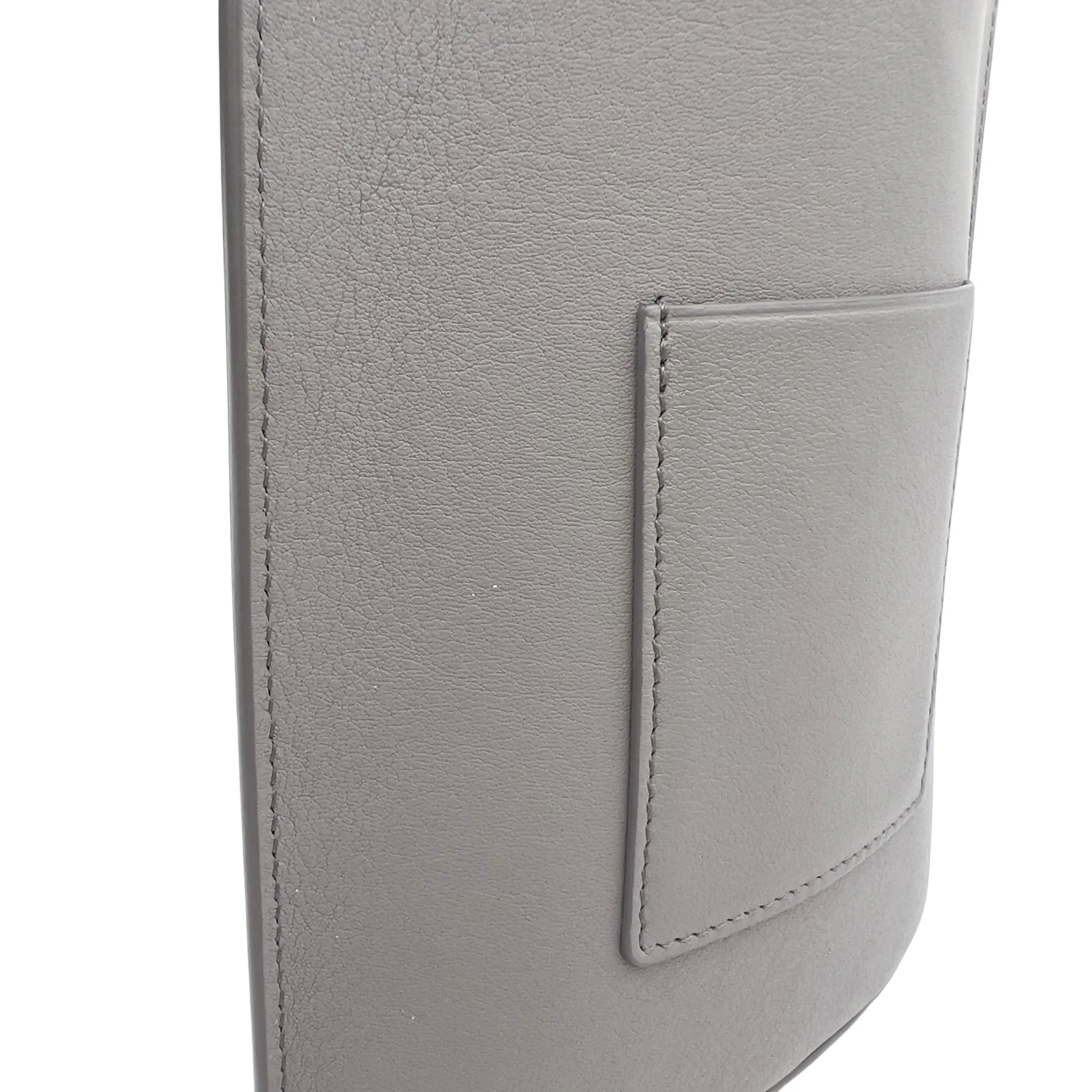 Dice Pocket Grey Crossbody Bag in Calfskin, Silver hardware